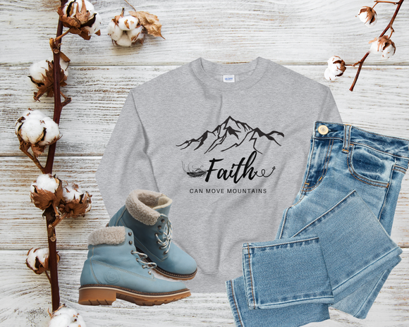 Faith Can Move Mountains Scripture Unisex Crew Neck Sweatshirt