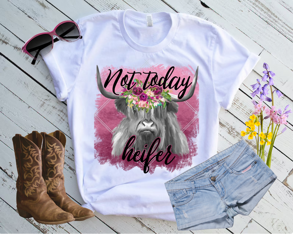 Not Today Heifer Short Sleeve Country Western Graphic Print Tee
