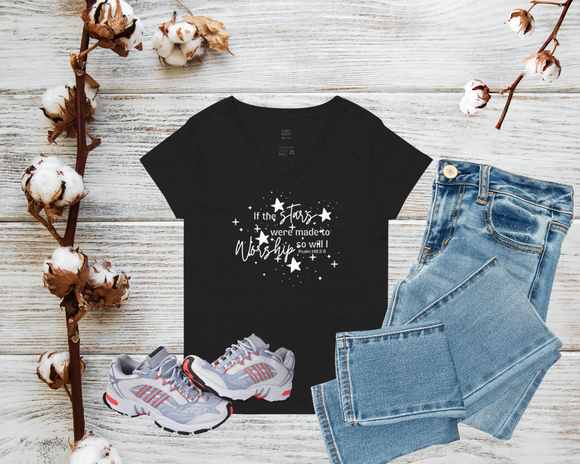 If The Stars Were Made To Worship V-Neck Short Sleeve Graphic Print Tee
